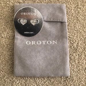 OROTON- Heart Stud Earring Pair with all sparkle gems present with original bag